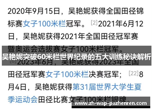 吴艳妮突破60米栏世界纪录的五大训练秘诀解析 吴艳妮突破60米栏世界纪录的五大训练秘诀解析